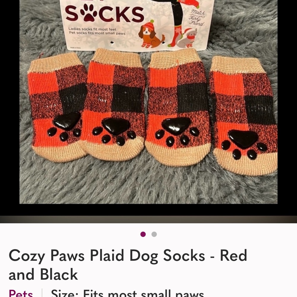Plaid Dog Socks - Red and Black
